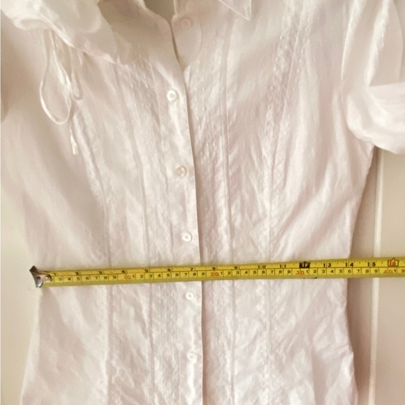 Esprit white 100% cotton hand-stitch blouse. Threads pulling sleeves. Women's XS - Picture 12 of 15
